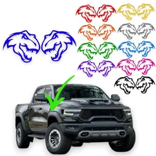 Pair T-REX Emblems fits TRX Ram 1500. Fender Door badge Hellcat Style TREX Head.