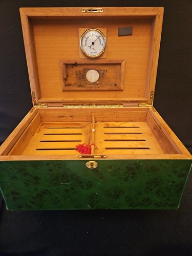 IGUANA Green Lacquer Wood Cigar Humidor