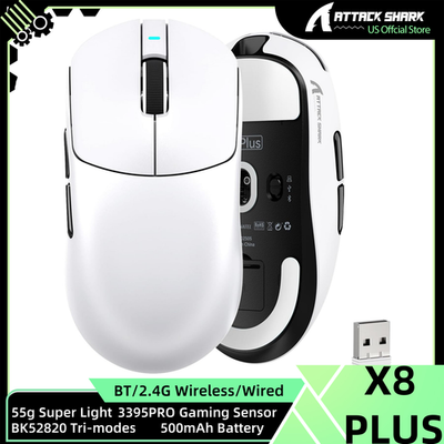 ATTACK SHARK X8 PLUS Wireless Gaming Mouse, 55g Ultra-lightweight