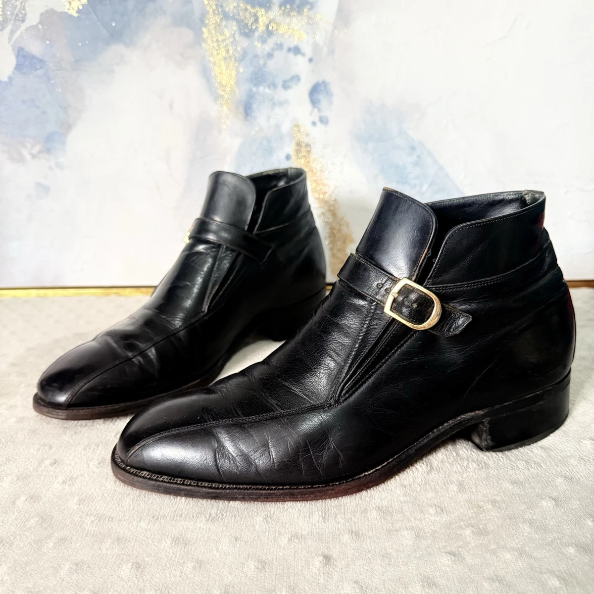 Florsheim Imperial, black all leather, Vintage 1970s black zipper ankle boot so very good vintage Florsheim leather boots! Masc 12, $55 main image 2