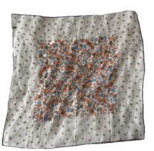 Vtg 100 Vinal Chiffon Sheer Scarf Colorful Brown/Orange/ Blue Flowers 25  x25  
