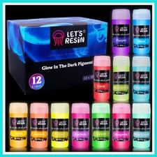 12 Colors Glow in The Dark Pigment Powder - 20g/0.7oz Each Bottle Epoxy Resin...