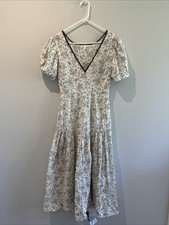 Loveshackfancy Size M Dominique Dress Floral Printed Lace Bow Dot Embroidered