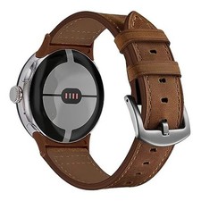 Genuine Leather Band Compatible with Google Pixel Watch 4 41mm Retro Walnut
