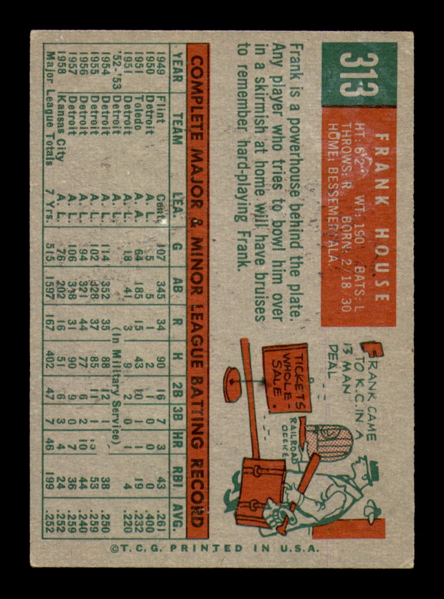 1959 Topps #313 Frank House EX | eBay