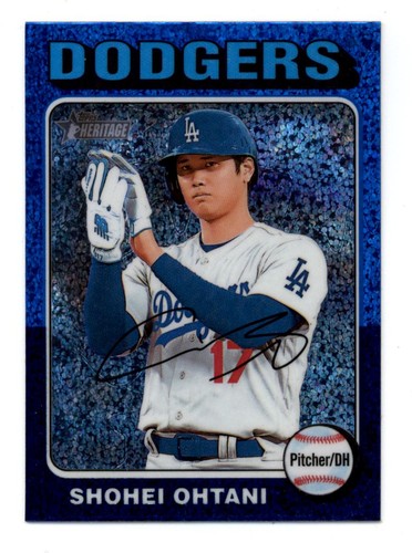 2024 Topps Heritage Chrome Blue Sparkle Refractors #371 Shohei Ohtani - EX