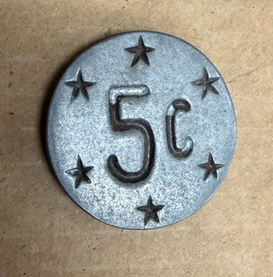Antique Slot Machine Parts - 1930s Mills 5 Cent Denominator Badge Extraordinary