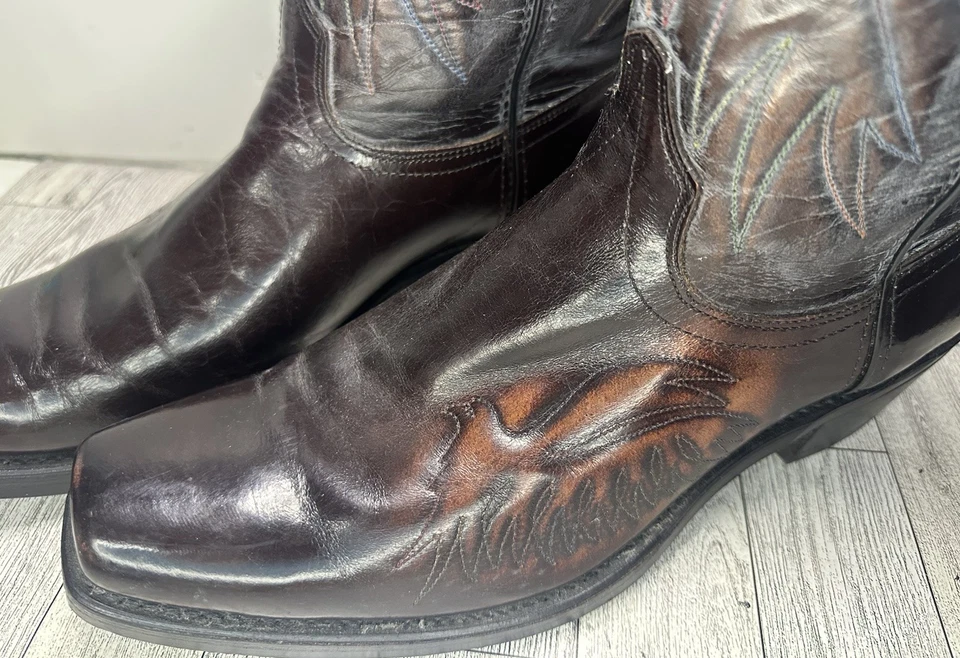 Botas vaqueras vaqueras marrones vintage para hombre talla 13 D - Lea Vamp hechas en EE. UU. Foto 3 de 4