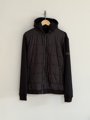 Barbour International Hooded Hybrid Steppjacke Tracker Quilt Schwarz Herren L