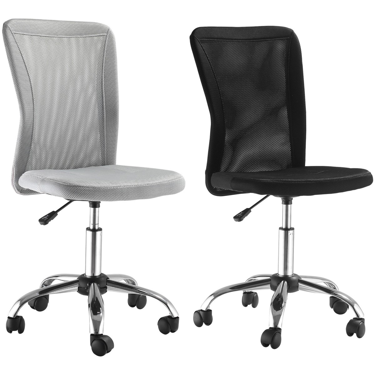Sedia Da Ufficio Ergonomica HOMCOM Senza Braccioli - Altezza Regolabile 46-56 Cm, Tessuto Grigio, Funzione Dondolo