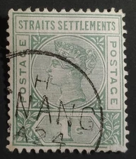 STRAITS Settlements. QV. ERROR! 1892. 1c "Repaired S" CDS. SG 95b. Cat £250.