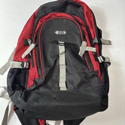 Backpack Travel School Bag Red Black Multi Pocket Hiking Casual Daypack