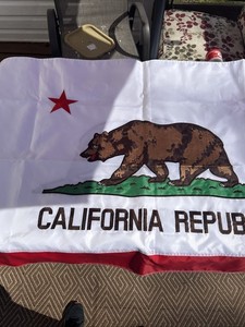 California Republic Indoor/Outdoor Embroidered Nylon Flag brass Grommets 3' X 5'