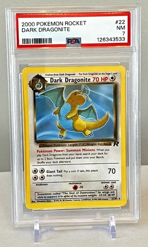 2000 Pokemon Team Rocket Dark Dragonite 22/82 Rare PSA 7 NM WOTC Vintage
