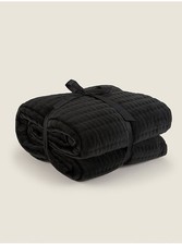 BNWT Black Embroidered Velvet Bed Sofa Blanket Throw 150cm x 200cm