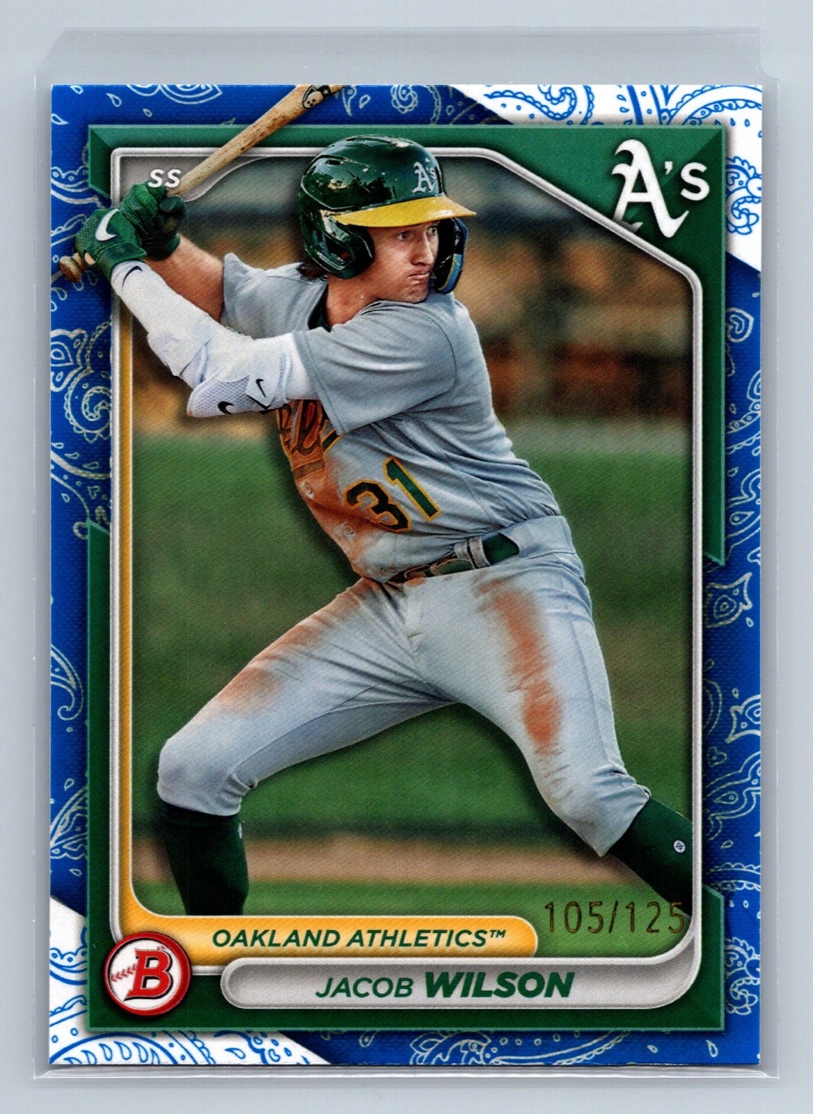 2024 Bowman Prospects - Jacob Wilson #BP-3 Blue Pattern /125 (RC) Athletics