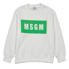 MSGM Kids Box Logo Crewneck Cotton Sweatshirt, Size 6