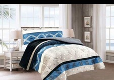 3 Piece Reversible Warm Flannel Plush Sherpa Borrego Blanket Queen