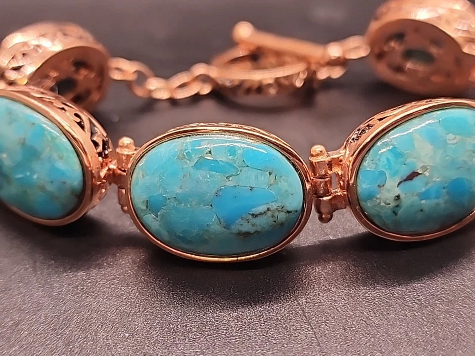 Turquoise Copper 7.5" Bracelet Timna Jewelry Collection New JTV COP029 - Image 2 of 4