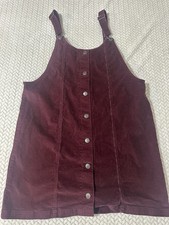 Celebrity Pink Size XLCotton Corduroy Button-Front Pinafore Burgundy Casual