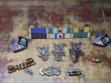 Vintage US Navy JROTC Bars Pins Insignia Flags Eagle Chevrons Lot Of 10