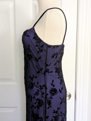 Vintage Y2K Betsy Adam Gr. 8 Maxi lila schwarz Perlen Samt Wimisigoth Fee Witchy - Bild 5 von 12