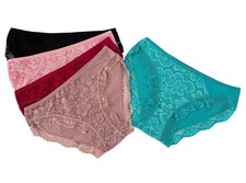 Lot 5 Women Bikini Panties Brief Floral Lace Cotton Underwear Size M L XL F531
