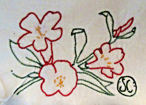 VTG. SC South Carolina STATE QUILT/DIY BLOCK (8.5"X7") Jessamine-Hand Emb.-C&C