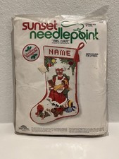 Vintage New Sealed Sunset Needlepoint Kit 6030 Mrs. Claus
