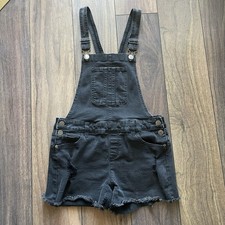 Justice Jumpsuit Girl size 18 Black Short Streetwear Summer Denim Pockets Button