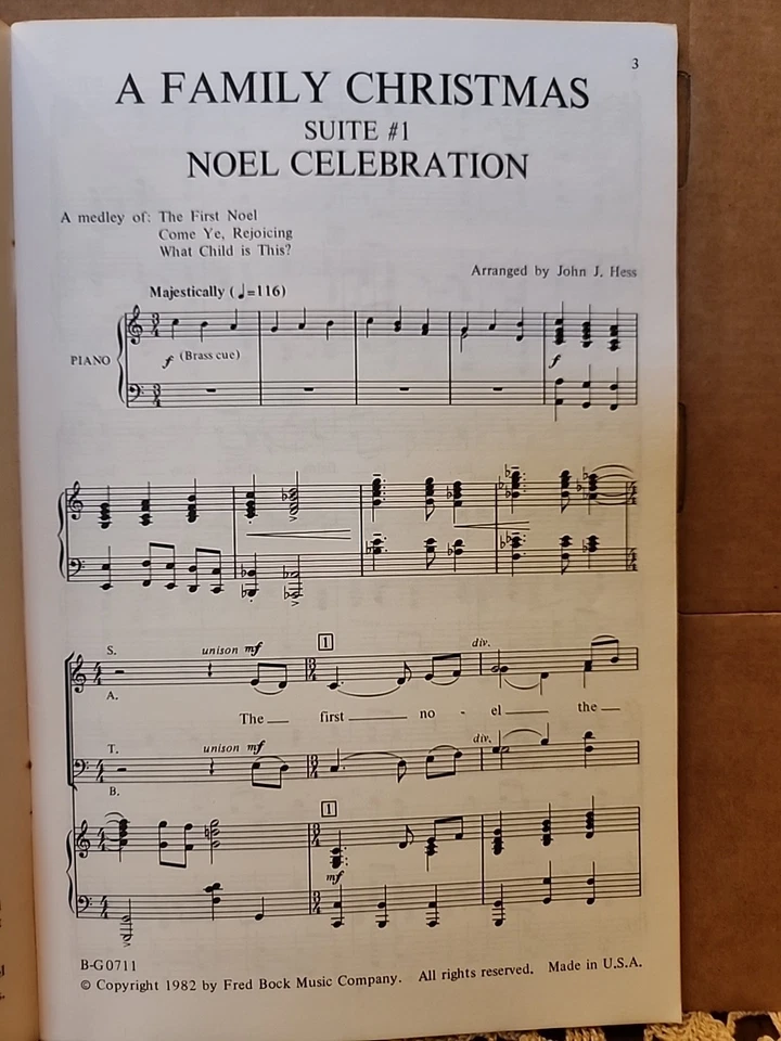 A FAMILY CHRISTMAS SUITE 1 Choral Book John J. Hess 1982 SATB Fred Bock Music - Image 4 of 4