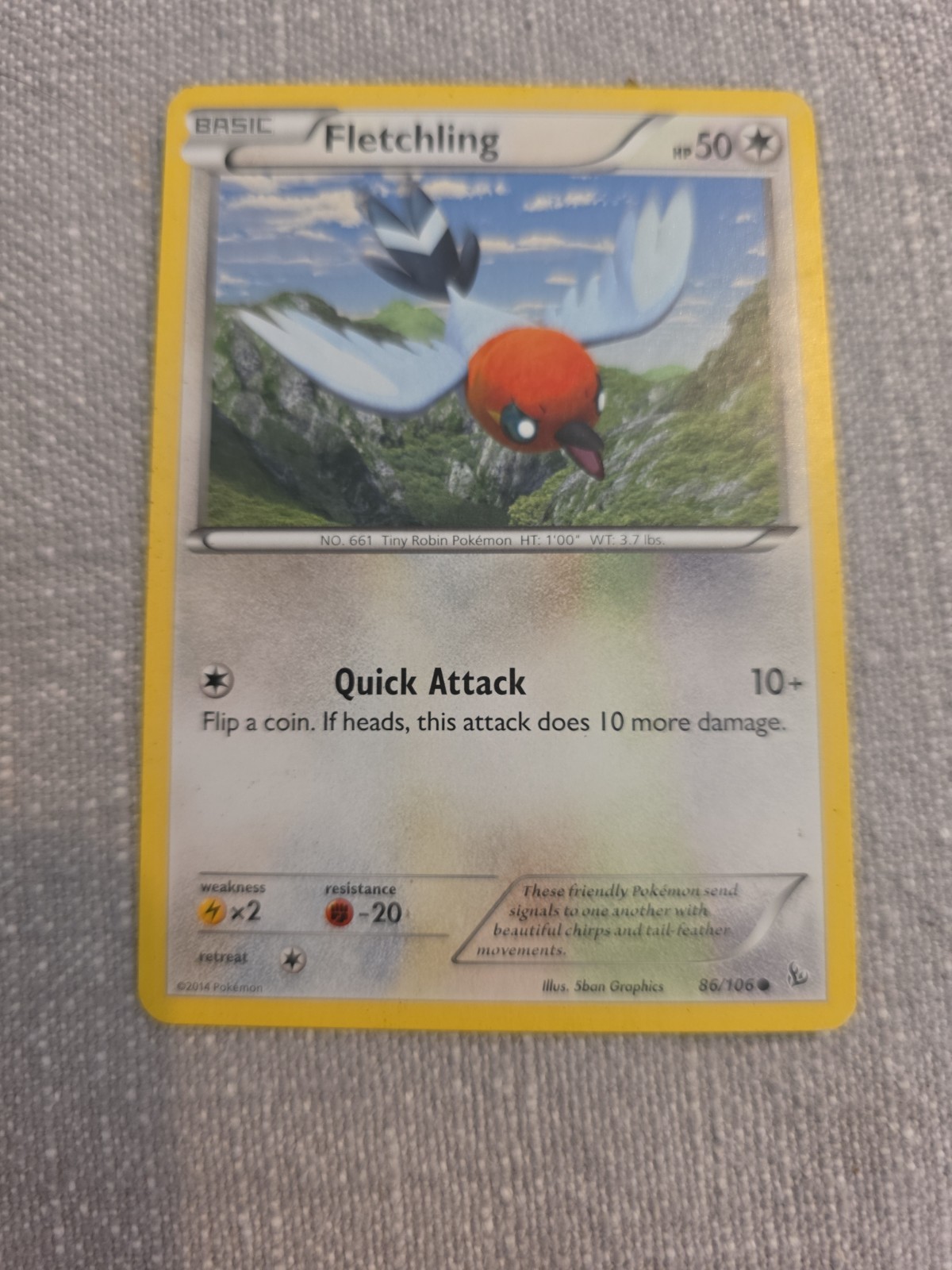Pokemon TCG - Fletchling 86/106 - Regular Common Flashfire NM
