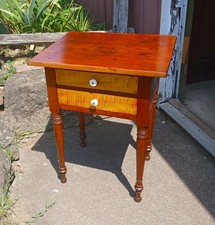 Antique Cherry and Tiger Maple Two Drawer Stand 1860s