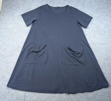 COS Midi Dress Women Large Blue Cotton Lagenlook Relaxed Minimalist Quiet Luxury