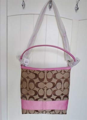 COACH Signature Stripe Large Convertible Shoulder Bag 23770E Authentic NWT