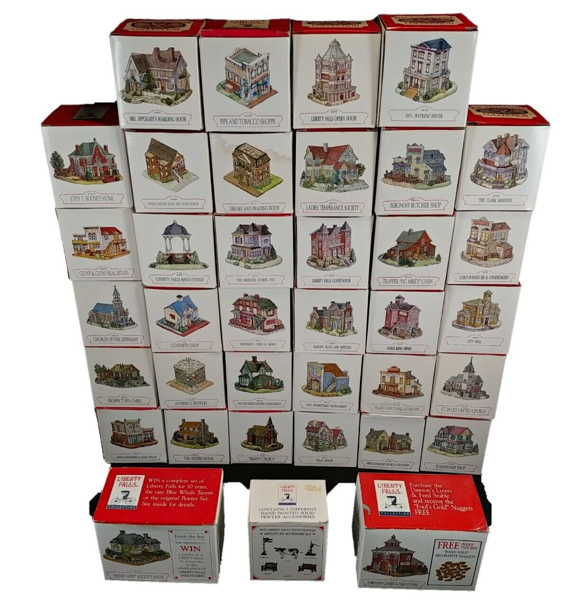 Liberty Falls Americana Collection Vintage Lot of 36 Buildings and