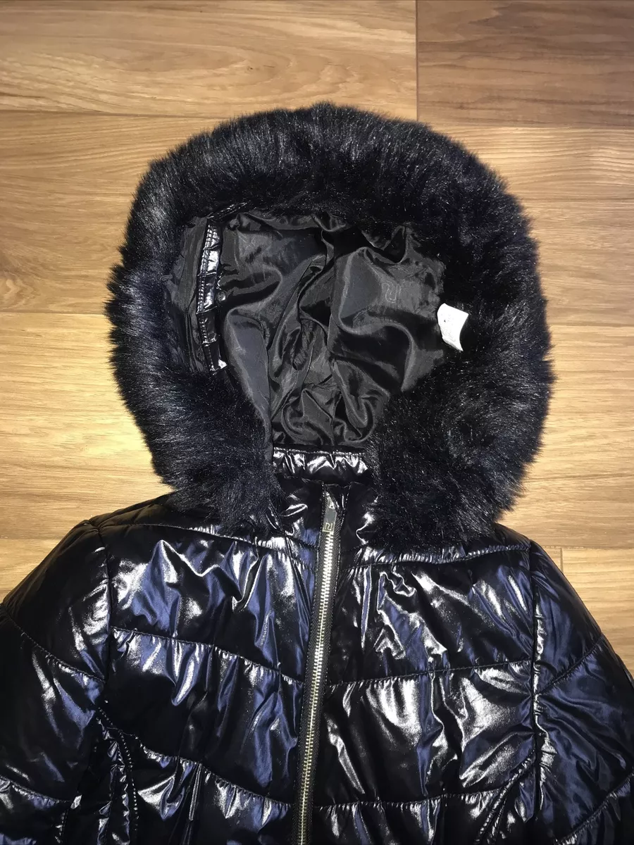 Girls Age 7 8 River Island Black High Shine Puffer Jacket Coat