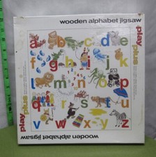 THE ALPHABET kids wooden jigsaw puzzle Play Plus import preschool 1980s animals