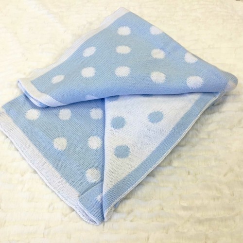 JESSIE BABY KIDS DOTTIE BLUE COTTON SOFT BLANKET THROW 76x100cm *FREE DELIVERY* - Bild 5 von 6