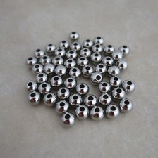 50 round 4mm beads stainless steel seamless 1mm hole