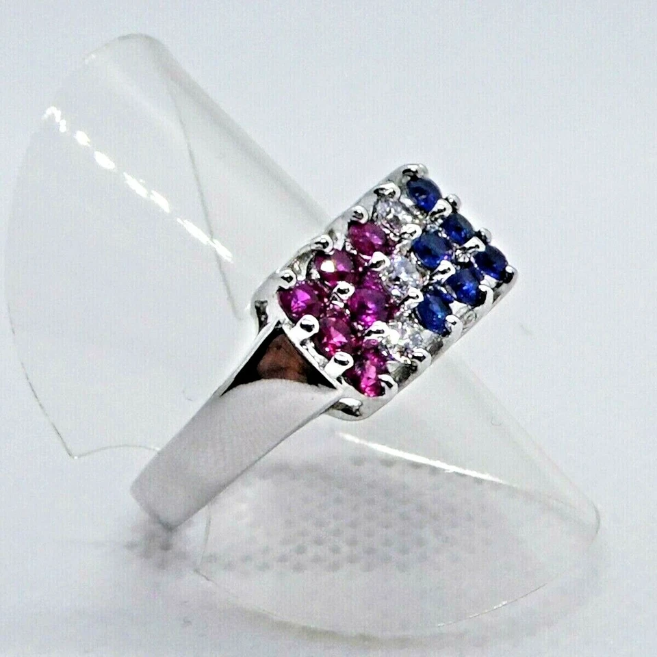 Klassischer Rubin Saphir Ring 925 Sterling Silber rhodiniert 18,8 mm 59 - Bild 2 von 4
