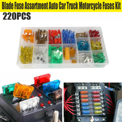 220pc Blade Fuse Assortment Auto Car Truck Motorcycle Fuses Kit ATC /ATO /ATM US