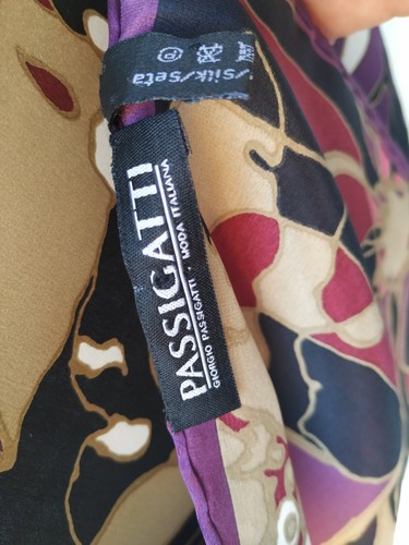 Giorgio Passigatti Mujer Italiana Floral Seda Bufanda Chal Moda Largo - Imagen 4 de 5