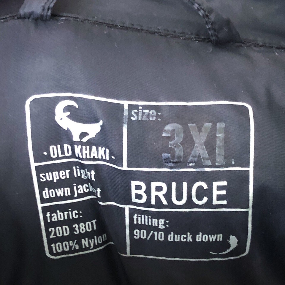 OLD KHAKI Mens Duck Down Puffer Jacket Size 3XL Black Lightweight Zip