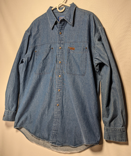 Pendleton Blue Denim Western Long Sleeve Brass Snap Up Cowboy Shirt Size Men's L - Picture 2 of 7