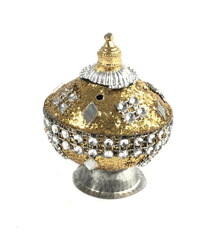 Indian Culture Golden Eye Kohl Powder Box Unique Bridal Decoration Box i64-220