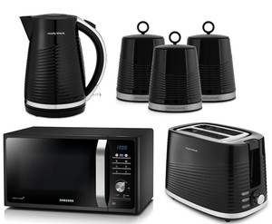 Black Kitchen Set Kettle Toaster 