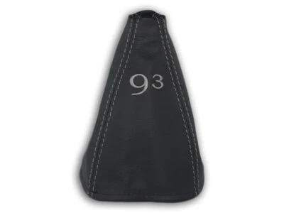 FÜR SAAB 9-3 I YS3D 98-02 SCHALTMANSCHETTE SCHALTSACK LEDER STICKEREI 93 n.GRAU - Photo 1/4
