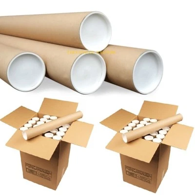Cardboard Postal Tubes+Plastic End Caps Strong A4 A3 A2 A1 A0 50mm 2" 76mm 3"