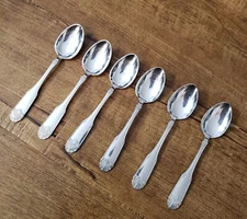 RARE Silverplate 40 NM Stainless Set of 6 Salad Spoons Silverware Flatware Gloss